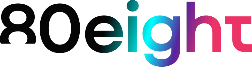 The gradient 80eight wordmark on white