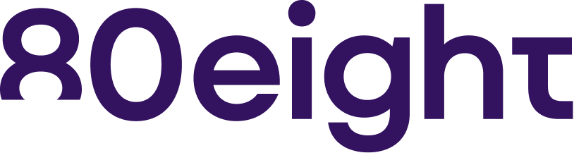 The 80eight wordmark in primary purple